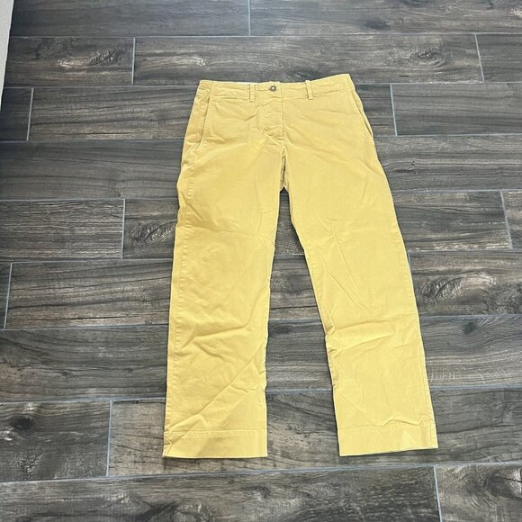 Nili Lotan Tomboy Pants Yellow Women Size2 Straight Leg USA Made $395